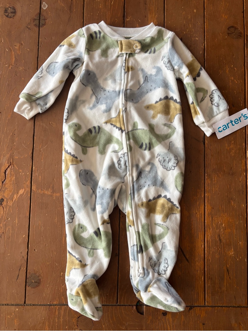 Carter's Baby Dinosaur Fleece Zip-Up Footie Sleep & Play Pajamas NWT